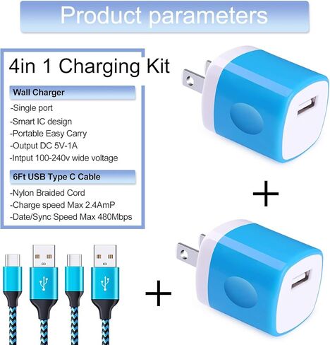 قابس حائط USB 5 فولت/1 أمبير صندوق شاحن بمنفذ واحد مكعب مع كابل شحن سريع من النوع C بطول 6 أقدام لـ Google Pixel 8a 8 pro 7a 7 pro 6a 6 pro 5 4a 4XL 3a XL، Samsung Galaxy S24 Note 20 S23 A55 A14 S22 S21 S20 in Kuwait