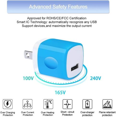 قابس حائط USB 5 فولت/1 أمبير صندوق شاحن بمنفذ واحد مكعب مع كابل شحن سريع من النوع C بطول 6 أقدام لـ Google Pixel 8a 8 pro 7a 7 pro 6a 6 pro 5 4a 4XL 3a XL، Samsung Galaxy S24 Note 20 S23 A55 A14 S22 S21 S20 in Kuwait