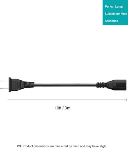 كابل طاقة للتلفزيون بطول 10 أقدام لهاتف Samsung LG TCL Roku Sony LED LCD Insignia Sharp JVC Hisense Panasonic، 2 شوكة غير مستقطبة، 125 فولت - 18 AWG in Kuwait