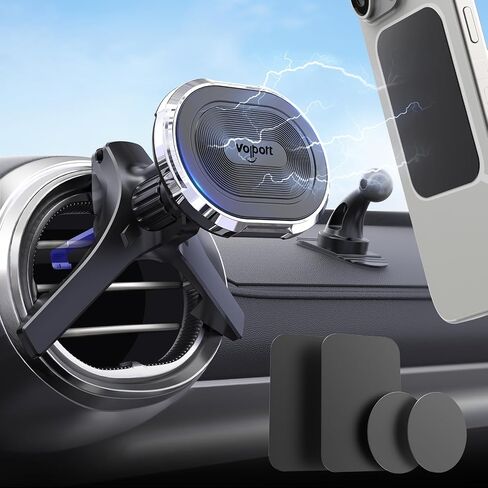 volport Magnetic Phone Mount for Car [Vent & Dashboard]: Strong Magnet Holder for Round/Horizontal/Vertical Air Vent, for iPhone 15/14/13/12 Pro Max Plus Samsung S24 Ultra All Cell Phone & Tablets in Saudi Arabia