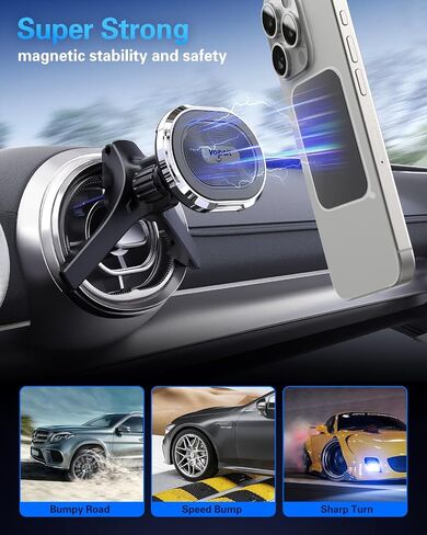 volport Magnetic Phone Mount for Car [Vent & Dashboard]: Strong Magnet Holder for Round/Horizontal/Vertical Air Vent, for iPhone 15/14/13/12 Pro Max Plus Samsung S24 Ultra All Cell Phone & Tablets in Saudi Arabia