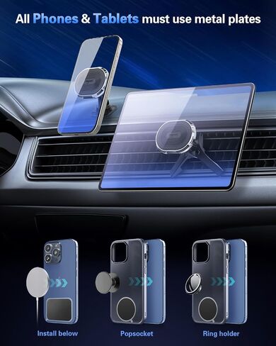 volport Magnetic Phone Mount for Car [Vent & Dashboard]: Strong Magnet Holder for Round/Horizontal/Vertical Air Vent, for iPhone 15/14/13/12 Pro Max Plus Samsung S24 Ultra All Cell Phone & Tablets in Saudi Arabia