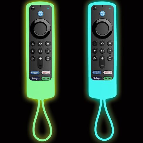 2 Pack Case Compatible with Fire TV Stick 4K/4K Max/3rd & 2nd Gen/Lite/Cube for Alexa Voice Remote Control, Firestick Remote Case Cover Sleeve Glow in the Dark with Lanyard -GlowBlue GlowGreen in Saudi Arabia