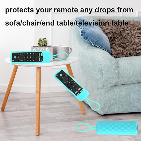 حافظة مكونة من قطعتين متوافقة مع Fire TV Stick 4K/4K Max/3rd & 2nd Gen/Lite/Cube لجهاز التحكم عن بعد الصوتي Alexa، غطاء حافظة جهاز التحكم عن بعد Firestick يتوهج في الظلام مع حبل - GlowBlue GlowGreen in Kuwait