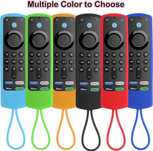 حافظة مكونة من قطعتين متوافقة مع Fire TV Stick 4K/4K Max/3rd & 2nd Gen/Lite/Cube لجهاز التحكم عن بعد الصوتي Alexa، غطاء حافظة جهاز التحكم عن بعد Firestick يتوهج في الظلام مع حبل - GlowBlue GlowGreen in Kuwait