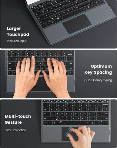 MoKo Keyboard for Surface Pro 11/10/9/8/X, 7 Color Backlight Keyboard for Surface Pro 11 2024, Detachable Wireless Surface Pro 11/Pro 10/Pro 9 Keyboard with Trackpad/Pen Holder, Blackgray in Saudi Arabia