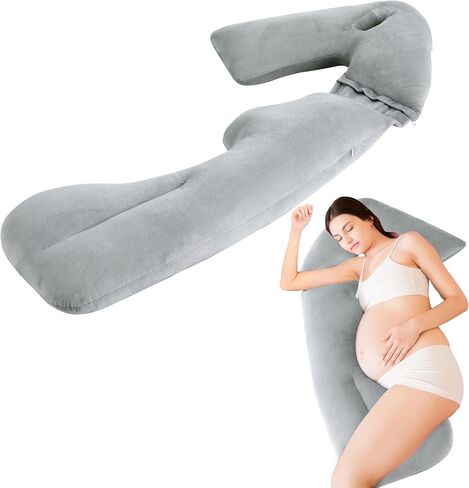 J-Shaped Pregnancy Pillow,Soft Full Body Pillow for Maternity Support, Detachable and Adjustable Nursing Pillow for Breast Feeding,Pregnant Women in Saudi Arabia