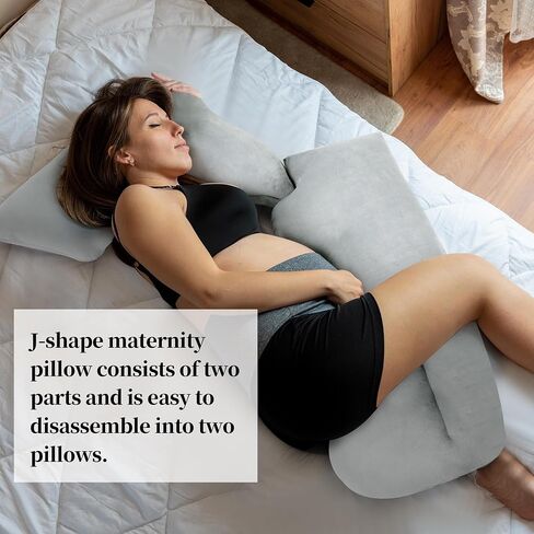 J-Shaped Pregnancy Pillow,Soft Full Body Pillow for Maternity Support, Detachable and Adjustable Nursing Pillow for Breast Feeding,Pregnant Women in Saudi Arabia