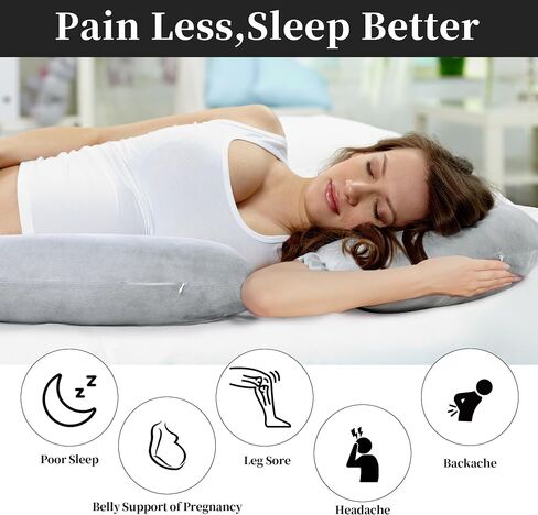 J-Shaped Pregnancy Pillow,Soft Full Body Pillow for Maternity Support, Detachable and Adjustable Nursing Pillow for Breast Feeding,Pregnant Women in Saudi Arabia