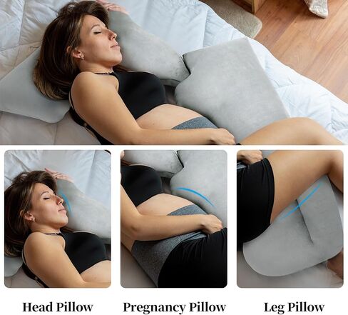 J-Shaped Pregnancy Pillow,Soft Full Body Pillow for Maternity Support, Detachable and Adjustable Nursing Pillow for Breast Feeding,Pregnant Women in Saudi Arabia