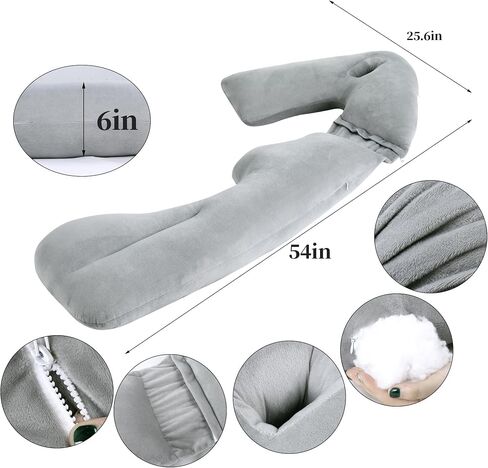 J-Shaped Pregnancy Pillow,Soft Full Body Pillow for Maternity Support, Detachable and Adjustable Nursing Pillow for Breast Feeding,Pregnant Women in Saudi Arabia