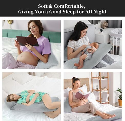 J-Shaped Pregnancy Pillow,Soft Full Body Pillow for Maternity Support, Detachable and Adjustable Nursing Pillow for Breast Feeding,Pregnant Women in Saudi Arabia