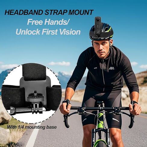 Head Strap Mount for Insta 360 X4 X3 X2 X ACE Pro ONE RS R GO 2 3, Hat headband Mount Compatible with GoPro Hero 12 11 10 9 8 7 Silver White 6 5 4 Session, 3+ Fusion Max, DJI Osmo Action 2 3 4 Cameras in Kuwait