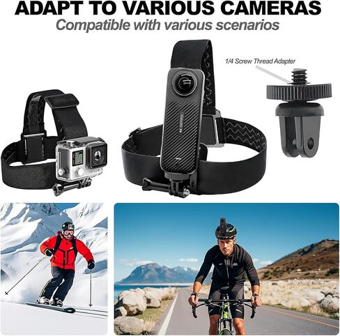 Head Strap Mount for Insta 360 X4 X3 X2 X ACE Pro ONE RS R GO 2 3, Hat headband Mount Compatible with GoPro Hero 12 11 10 9 8 7 Silver White 6 5 4 Session, 3+ Fusion Max, DJI Osmo Action 2 3 4 Cameras in Kuwait