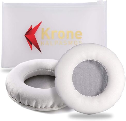 Krone Kalpasmos Universal Replacement 75mm Earpads for Sony, ATHAKG, HifiMan, Philips, Fostex, JVC, Pioneer On-Ear Headphones (List Inside) Headphone Earpads Cover White & Grey in Saudi Arabia