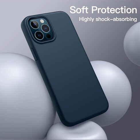 JETech Silicone Case for iPhone 12 Pro Max 6.7-Inch, Silky-Soft Touch Full-Body Protective Phone Case, Shockproof Cover with Microfiber Lining (Black) in Saudi Arabia
