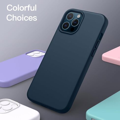 JETech Silicone Case for iPhone 12 Pro Max 6.7-Inch, Silky-Soft Touch Full-Body Protective Phone Case, Shockproof Cover with Microfiber Lining (Black) in Saudi Arabia