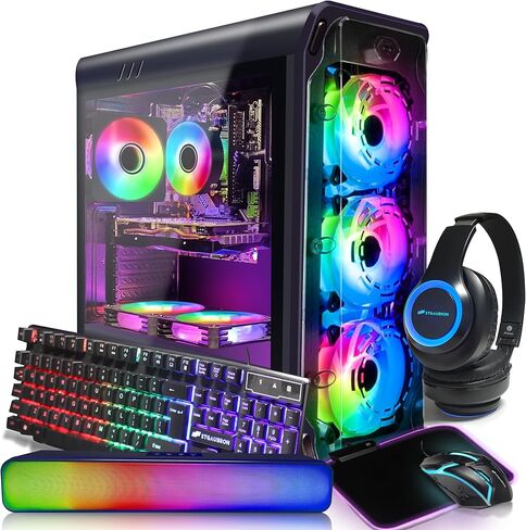 STGAubron Gaming Desktop,Intel Core i5-10400F up to 4.3G,GeForce RTX 2060 Super 8G GDDR6,16G DDR4,1T SSD,WiFi,BT 5.0,RGB Fan x 7,RGB Keyboard&Mouse&Mouse Pad,RGB BT Sound Bar,RGB BT Gaming Mic,W11H64 in Kuwait