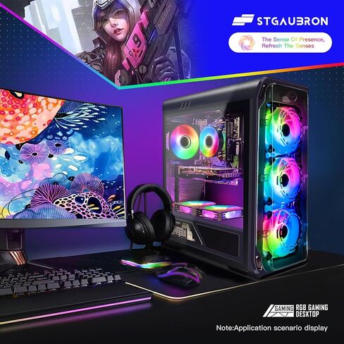 STGAubron Gaming Desktop,Intel Core i5-10400F up to 4.3G,GeForce RTX 2060 Super 8G GDDR6,16G DDR4,1T SSD,WiFi,BT 5.0,RGB Fan x 7,RGB Keyboard&Mouse&Mouse Pad,RGB BT Sound Bar,RGB BT Gaming Mic,W11H64 in Kuwait