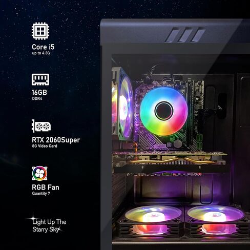 STGAubron Gaming Desktop,Intel Core i5-10400F up to 4.3G,GeForce RTX 2060 Super 8G GDDR6,16G DDR4,1T SSD,WiFi,BT 5.0,RGB Fan x 7,RGB Keyboard&Mouse&Mouse Pad,RGB BT Sound Bar,RGB BT Gaming Mic,W11H64 in Kuwait