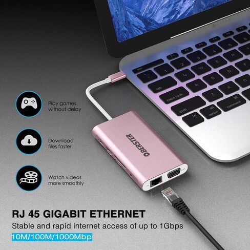 موزع USB C، محطة إرساء OBERSTER 11 في 1 USB C مع 4K HDMI، VGA، 100W PD، إيثرنت، SD/TF، ​​صوت 3.5 مم، 4 USB A، محول USB C لأجهزة Mac Pro/Air، Surface Pro، والمزيد من النوع أجهزة ج in Saudi Arabia
