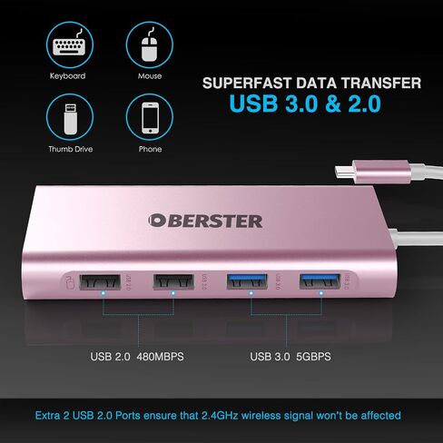 موزع USB C، محطة إرساء OBERSTER 11 في 1 USB C مع 4K HDMI، VGA، 100W PD، إيثرنت، SD/TF، ​​صوت 3.5 مم، 4 USB A، محول USB C لأجهزة Mac Pro/Air، Surface Pro، والمزيد من النوع أجهزة ج in Saudi Arabia