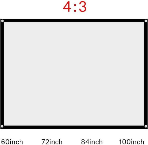 Zopsc Portable Projector Screen 60-100 Inch Portable Foldable Non-Crease White Projector Curtain Projection Screen 4:3for Outdoor Camping Movie Open-air Cinema(84 inch) in Saudi Arabia