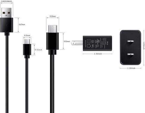 شاحن سريع لجميع أجهزة Kindle Fire اللوحية مع كابل USB من النوع C وMicro USB بطول 6.6 قدم متوافق مع قارئ Kindle الإلكتروني، وPaperwhite، وOasis، وVoyage، وKindle Kids Edition (مدرج في قائمة UL) in Kuwait