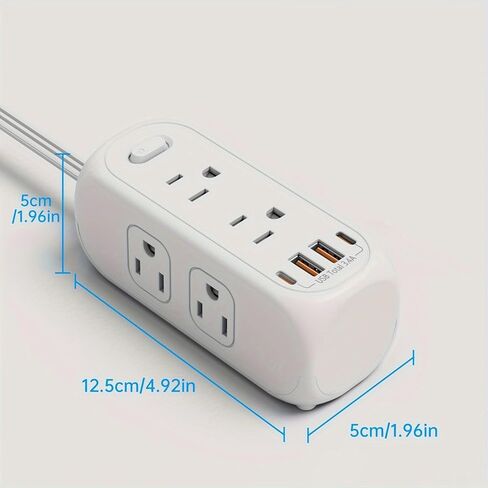 شريط طاقة 10 في 1، 6 منافذ واسعة مع 4 منافذ شحن USB (2 USB C)، موسع 3 منافذ جانبية مع سلك تمديد بطول 5 أقدام، قابس مسطح رفيع للغاية، حامل على الحائط، محطة شحن USB للمكتب in Kuwait