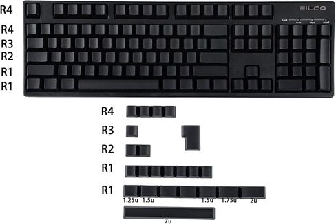 أغطية مفاتيح فارغة بسمك 123 PBT ANSI ISO 1.5 مم من أجل 108 104 96 87 84 61 68 GMMK KBD75 KBD67 GK64 (أسود فارغ) in Kuwait