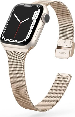 Compatible with Apple Watch Bands 41mm 38mm 40mm 42mm 44mm 45mm, Stainless Steel Metal Narrow Slim Thin Replacement Compatible for iWatch Series 9 8 7 6 5 4 3 2 1 SE Women, Rose Gold in Kuwait