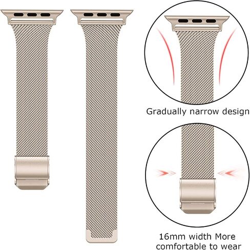 Compatible with Apple Watch Bands 41mm 38mm 40mm 42mm 44mm 45mm, Stainless Steel Metal Narrow Slim Thin Replacement Compatible for iWatch Series 9 8 7 6 5 4 3 2 1 SE Women, Rose Gold in Kuwait