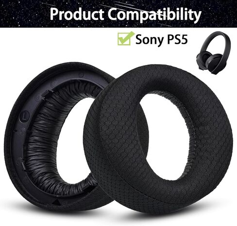 Earpads Replacement for Sony Playstation Pulse 3D Wireless Headset PS5, Ear Pads Cushions with Noise Isolation Foam (Black(Soft Leather + Memory Foam)) in Saudi Arabia