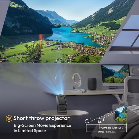 جهاز عرض صغير ذكي XGODY Gimbal5 Android 11 جهاز عرض عالي الدقة أصلي 1080P 4K يدعم 5G WiFi 6 بلوتوث 5.0 جهاز عرض فيلم منزلي كهربائي Focu Auto Keystone 180 دوار للكمبيوتر/Lap/PS5 أسود باهت in Saudi Arabia