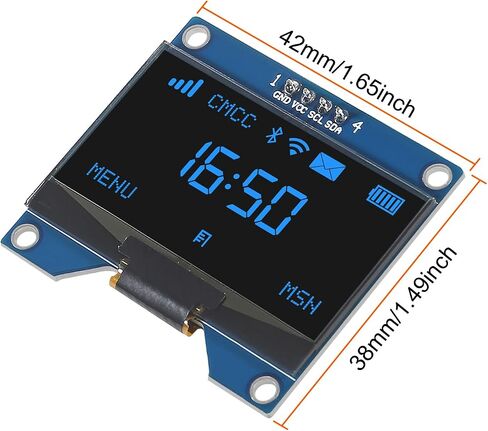 2PCS 1.54 Inch OLED I2C IIC Display Module 12864 128x64 Pixel SSD1309 Driver I2C Serial Interface Display Board Module Compatible with Raspberry Pi(Blue) in Saudi Arabia