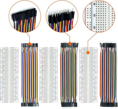 مجموعة لوحة الخبز، تتضمن 3 × لوحة خبز + 3 × 20 سم سلك توصيل م2 م/f2 م/f2 f متوافق مع Arduino Raspberry Pi (مجموعة من 6) in Kuwait