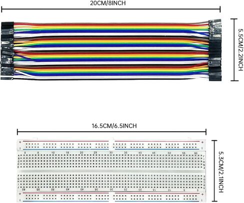مجموعة لوحة الخبز، تتضمن 3 × لوحة خبز + 3 × 20 سم سلك توصيل م2 م/f2 م/f2 f متوافق مع Arduino Raspberry Pi (مجموعة من 6) in Kuwait