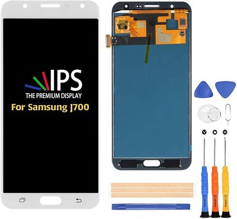 متوافق مع شاشة استبدال شاشة LCD Samsung Galaxy J700، لهاتف Samsung J7 2015 J700 J700T J700F J700H J700M SM-J700 طقم قطع غيار لوحة LCD للعرض، مع أدوات (أبيض) in Saudi Arabia
