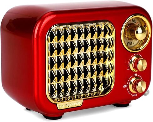 مكبر صوت بلوتوث ريترو، طراز أحمر عتيق، مع راديو FM، صوت جهير قوي، صوت عالٍ، مشغل MP3، بطاقة AUX TF in Saudi Arabia