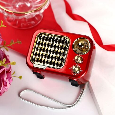 مكبر صوت بلوتوث ريترو، طراز أحمر عتيق، مع راديو FM، صوت جهير قوي، صوت عالٍ، مشغل MP3، بطاقة AUX TF in Saudi Arabia