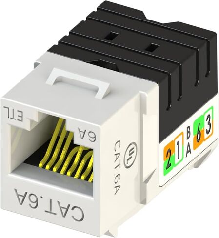 25 حزمة RJ45 Cat 6A Cat6A مدرجة في قائمة UL، مقبس كيستون غير محمي 90 درجة UTP باللون الأبيض in Kuwait