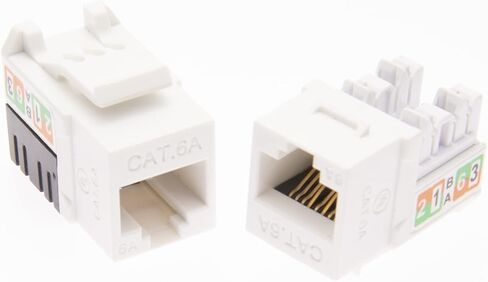 25 حزمة RJ45 Cat 6A Cat6A مدرجة في قائمة UL، مقبس كيستون غير محمي 90 درجة UTP باللون الأبيض in Kuwait