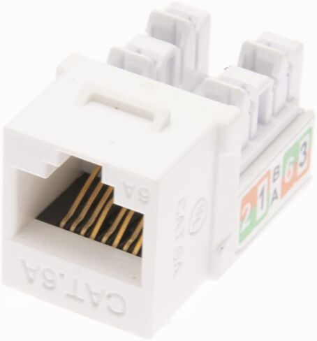 25 حزمة RJ45 Cat 6A Cat6A مدرجة في قائمة UL، مقبس كيستون غير محمي 90 درجة UTP باللون الأبيض in Kuwait