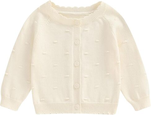 Toddler Baby Girl Thin Knit Sweater Coat Long Sleeve Button Up Cardigan Cable-Knit Knitwear Jacket Fall Winter Clothes in Saudi Arabia