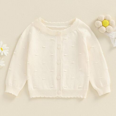 Toddler Baby Girl Thin Knit Sweater Coat Long Sleeve Button Up Cardigan Cable-Knit Knitwear Jacket Fall Winter Clothes in Saudi Arabia