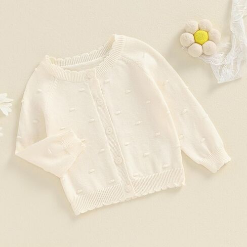 Toddler Baby Girl Thin Knit Sweater Coat Long Sleeve Button Up Cardigan Cable-Knit Knitwear Jacket Fall Winter Clothes in Saudi Arabia