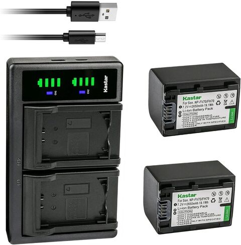 Kastar 2-Pack Battery and LTD2 USB Charger Replacement for Sony HDR-UX7, HDR-UX9, HDR-XR100, HDR-XR105, HDR-XR106, HDR-XR200, HDR-XR500, HDR-XR520 HXR-MC1, DCR-DVD103, DCR-DVD105, DCR-DVD106 in Kuwait