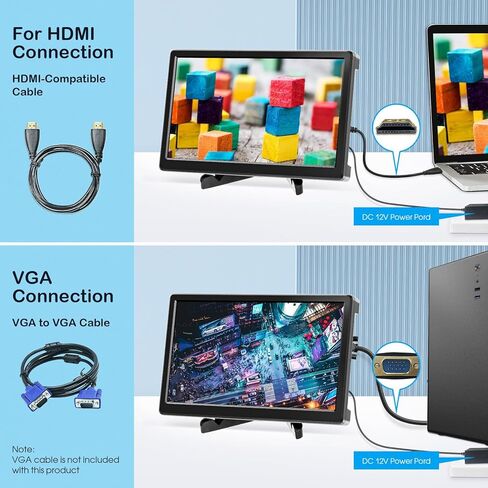 شاشة ELECROW المحمولة مقاس 11.6 بوصة FHD 1920x1080 VGA HDMI ومكبرات صوت مدمجة وشاشة تثبيت للسفر متوافقة مع وحدة تحكم ألعاب Raspberry Pi Windows PC in Kuwait