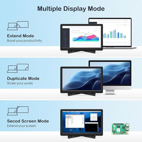 شاشة ELECROW المحمولة مقاس 11.6 بوصة FHD 1920x1080 VGA HDMI ومكبرات صوت مدمجة وشاشة تثبيت للسفر متوافقة مع وحدة تحكم ألعاب Raspberry Pi Windows PC in Kuwait