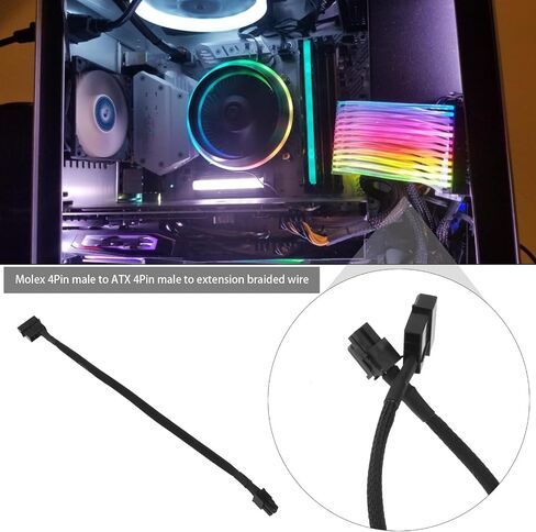 2pcs Molex to ATX 4 Pin Male Adapter Cables 33cm Auxiliary Power Adapter Cable ATX Connector Adapter Wire Extension Braided Wire for Motherboard Connecting in Saudi Arabia